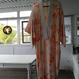 Authentic creamsicle colored Butterfly  Kimono